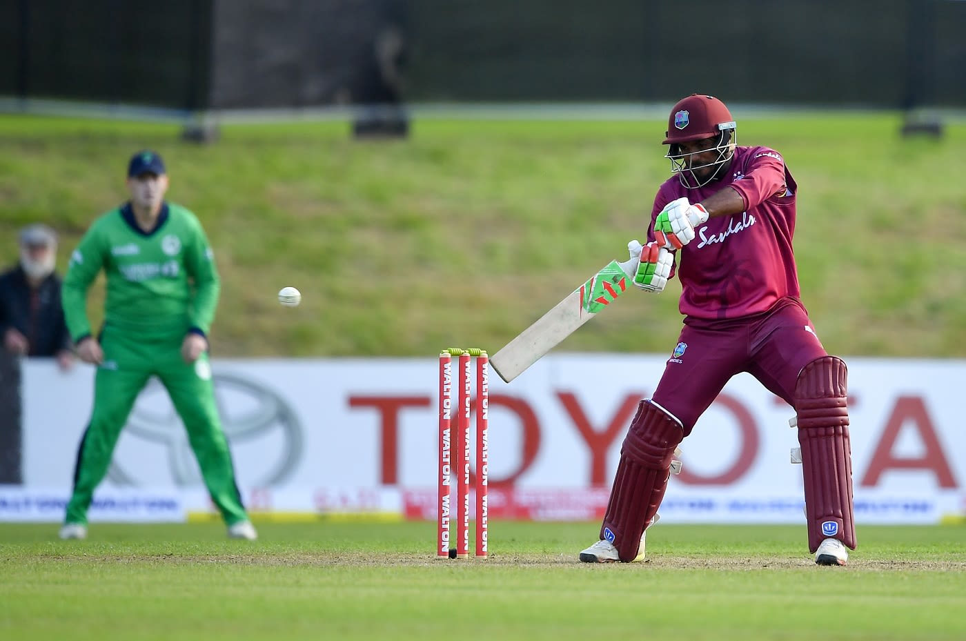 Sunil Ambris plays one off the back foot