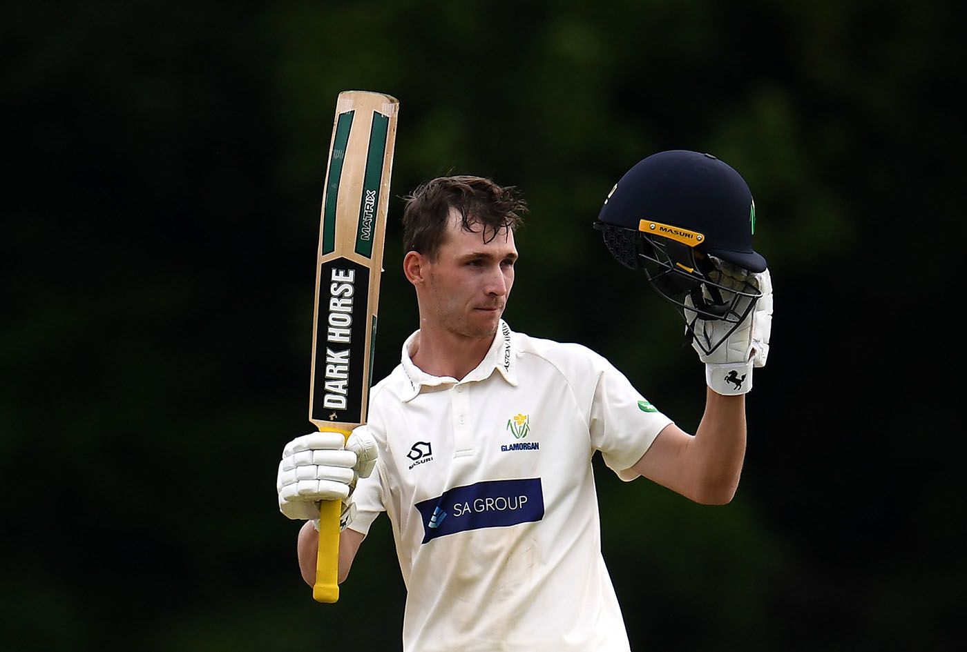 Nick Selman celebrates after scoring a century