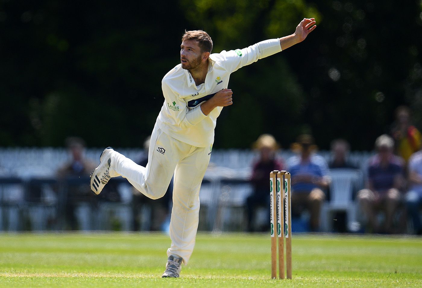 Kieran Bull in his follow through