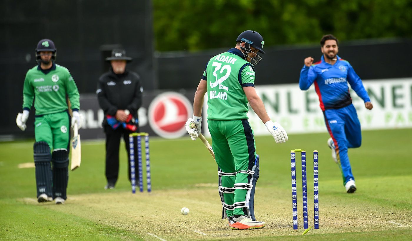 Mark Adair edged the ball onto the stumps off Aftab Alam