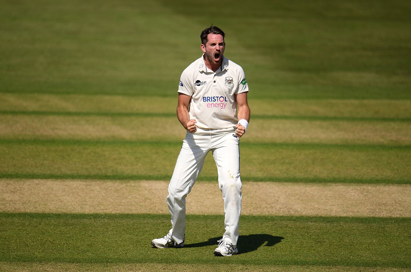 Chadd Sayers celebrates a wicket