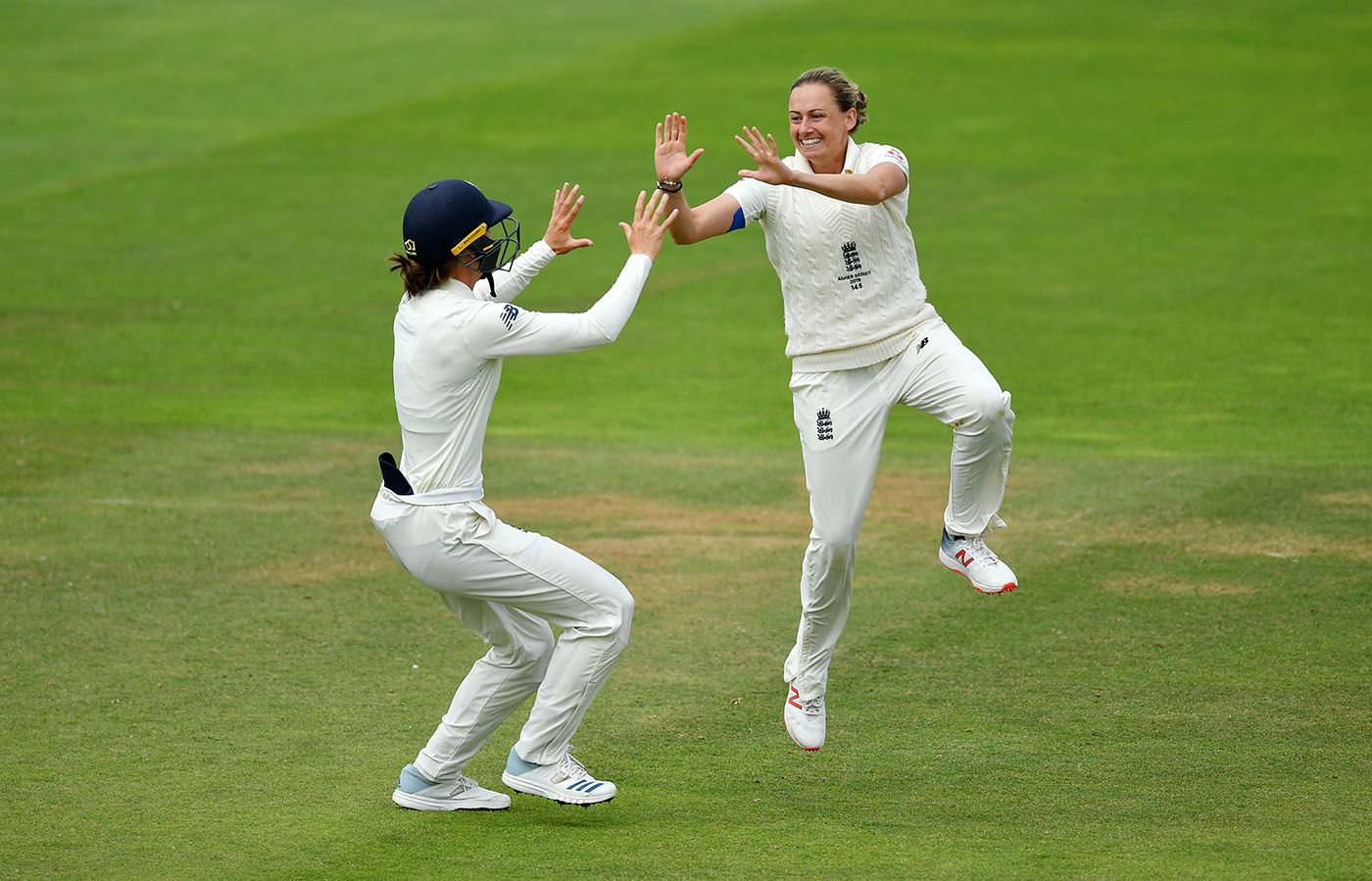 Laura Marsh celebrates a wicket