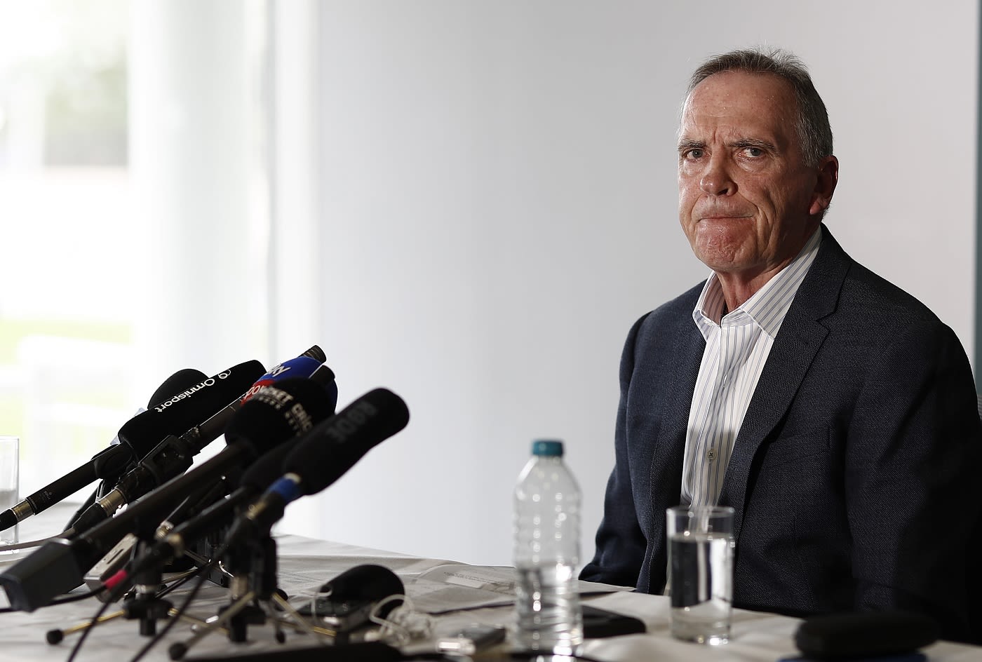 Trevor Hohns, Australia's chairman of selectors, speaks to the media after announcing the Ashes squad