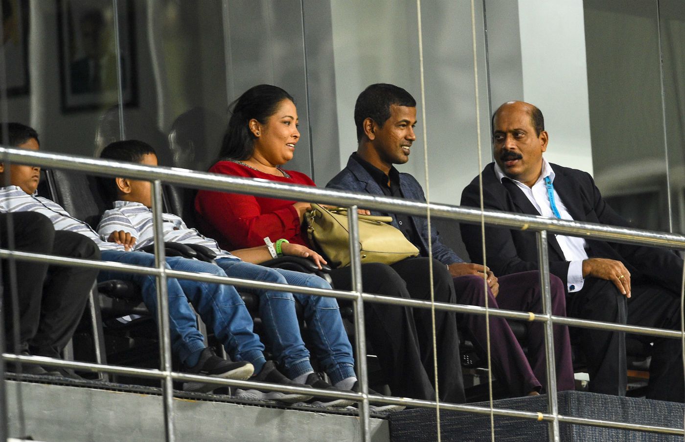 Nuwan Kulasekara and family watch the third ODI in Colombo