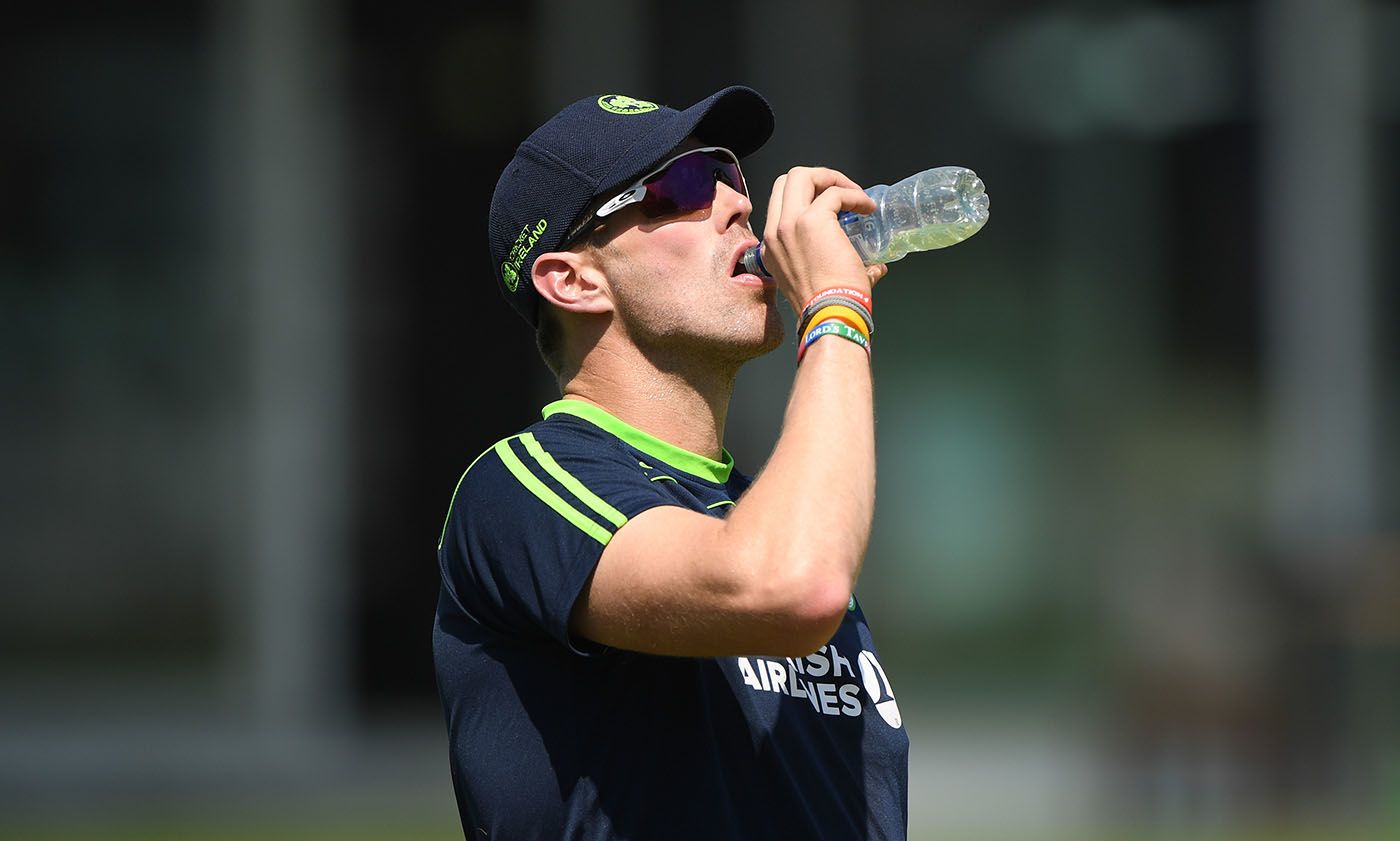 Boyd Rankin takes a drink during training