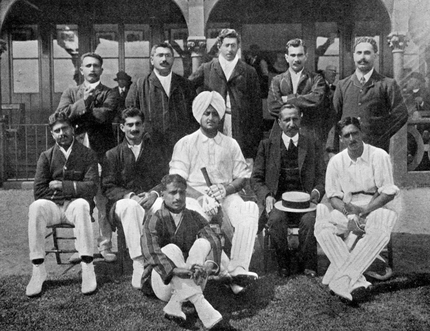 Motley crew: the All India cricket team that toured England in 1911. Palwankar Baloo is seated on the ground