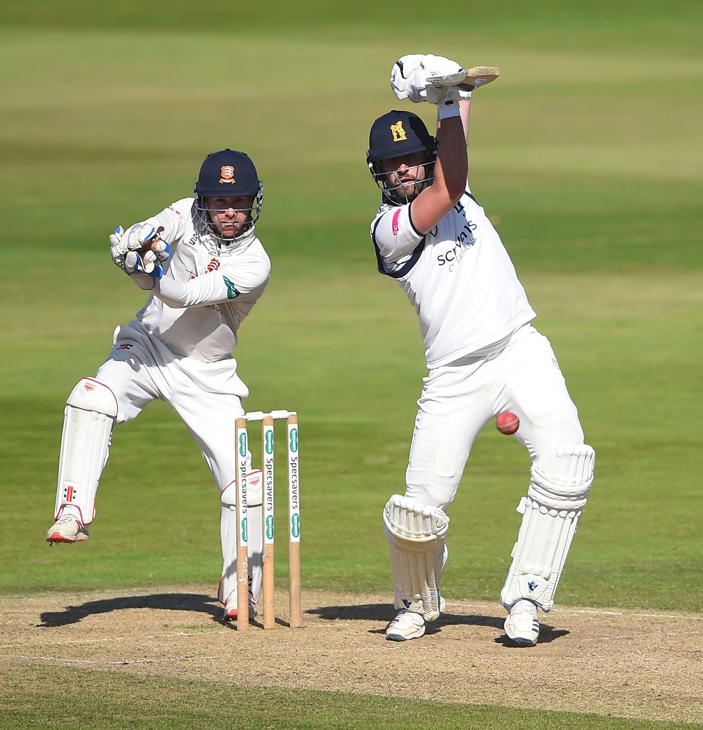 Matthew Lamb drives through the off side