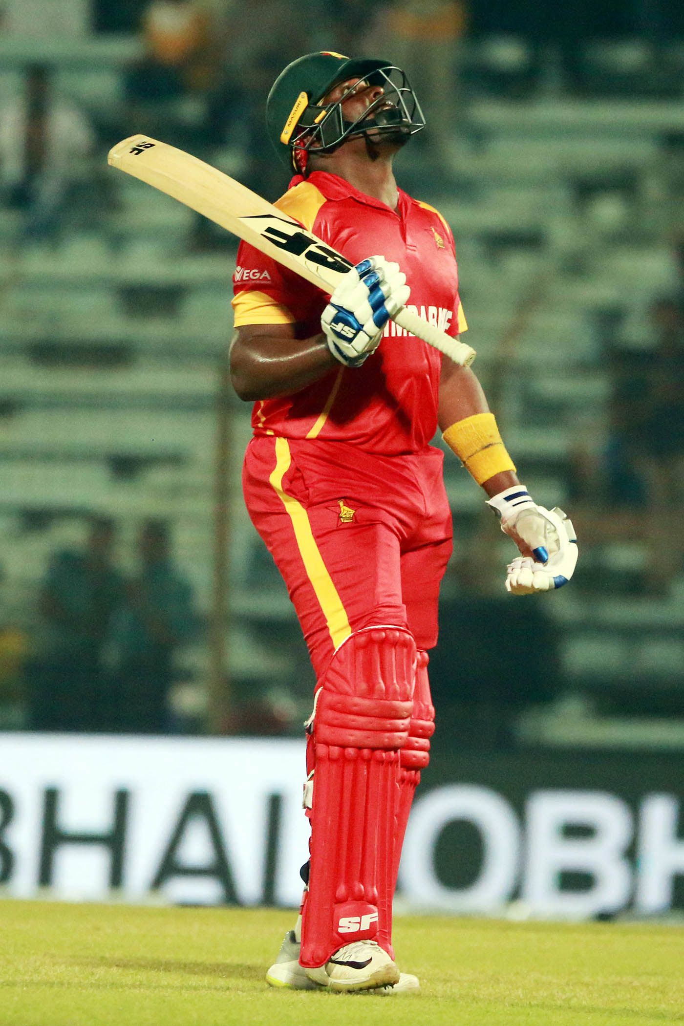 Hamilton Masakadza celebrates his half-century in his final international match