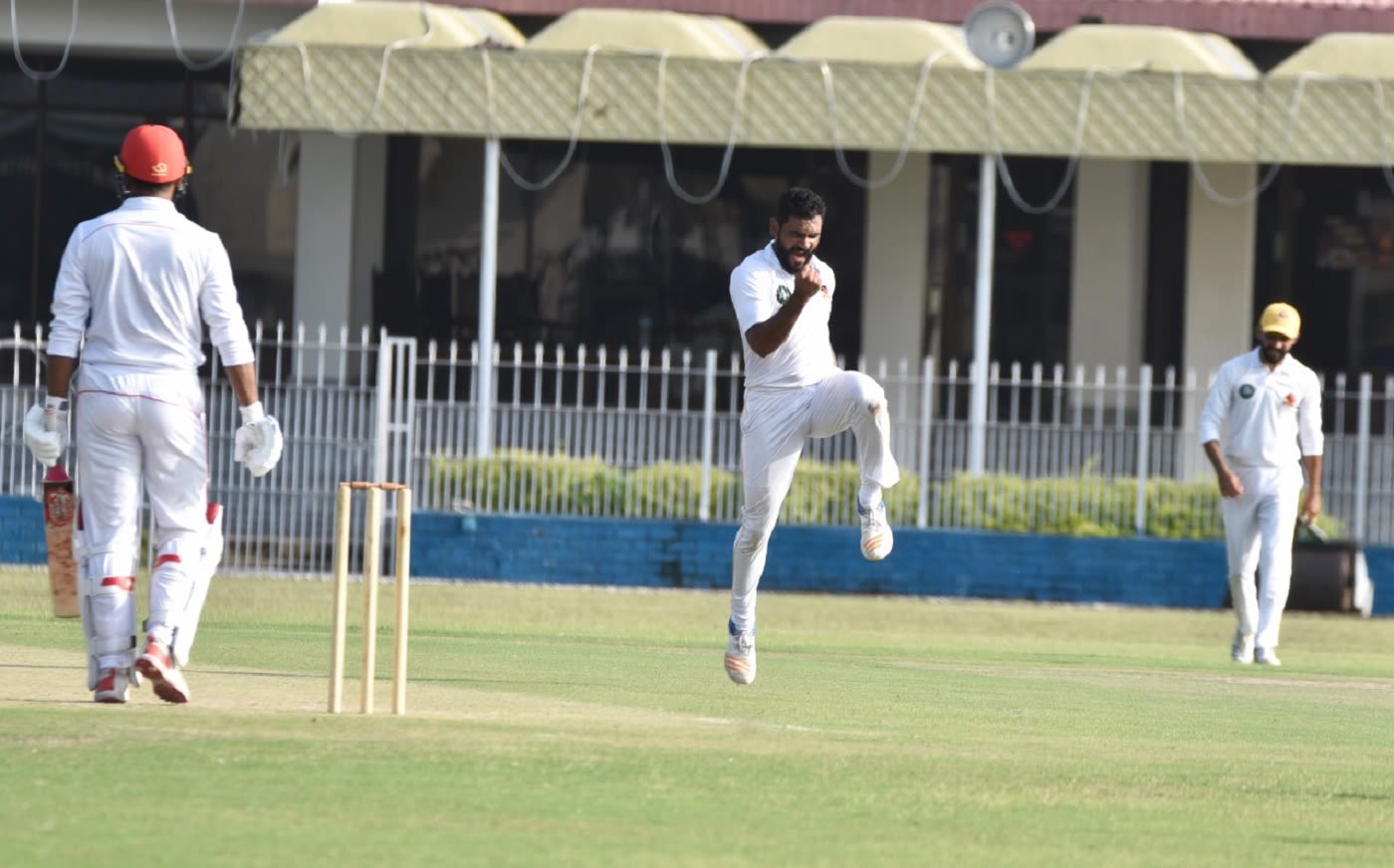 Tabish Khan takes a wicket against Northern