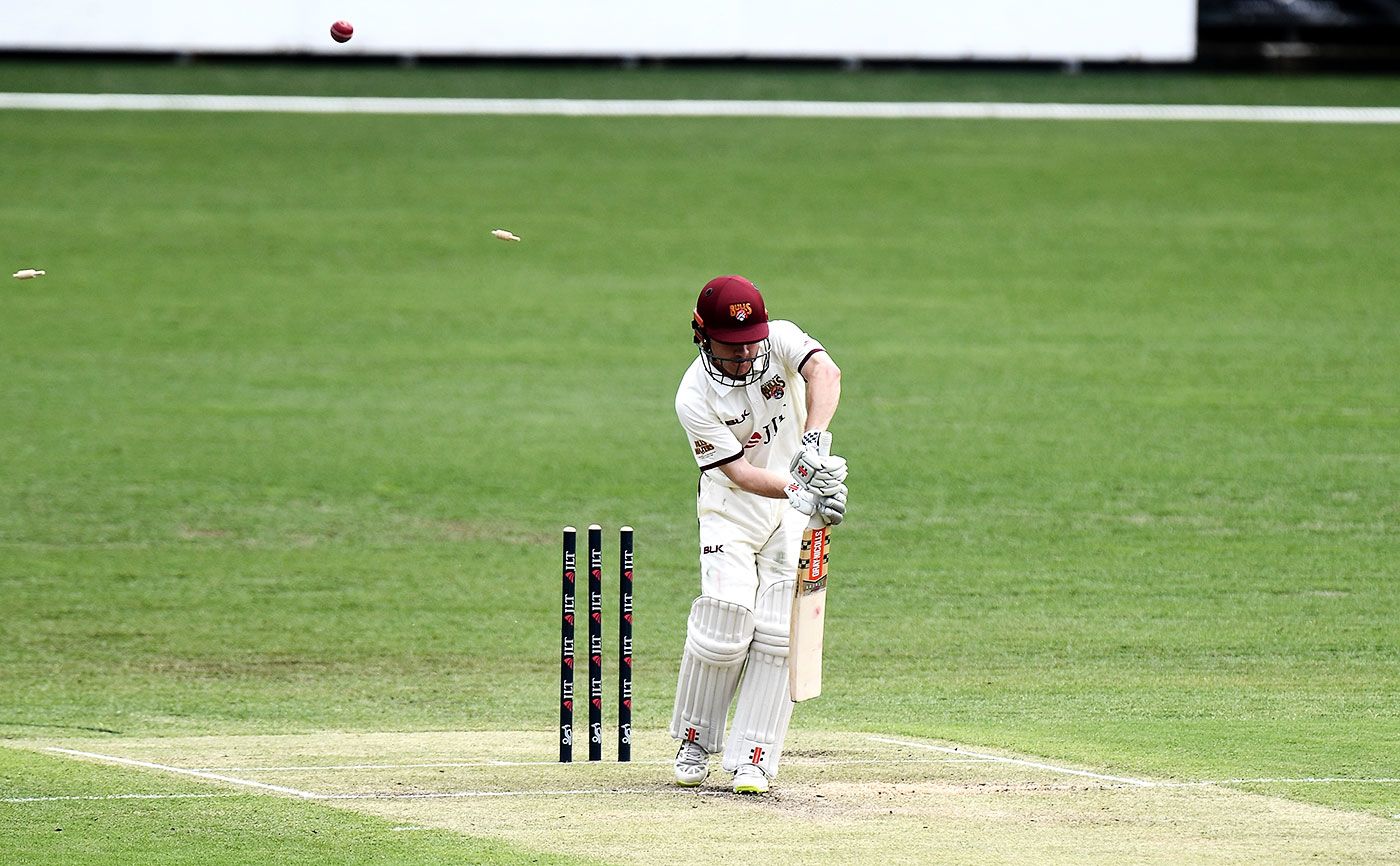 Sam Truloff is bowled for 11 by Gabe Bell