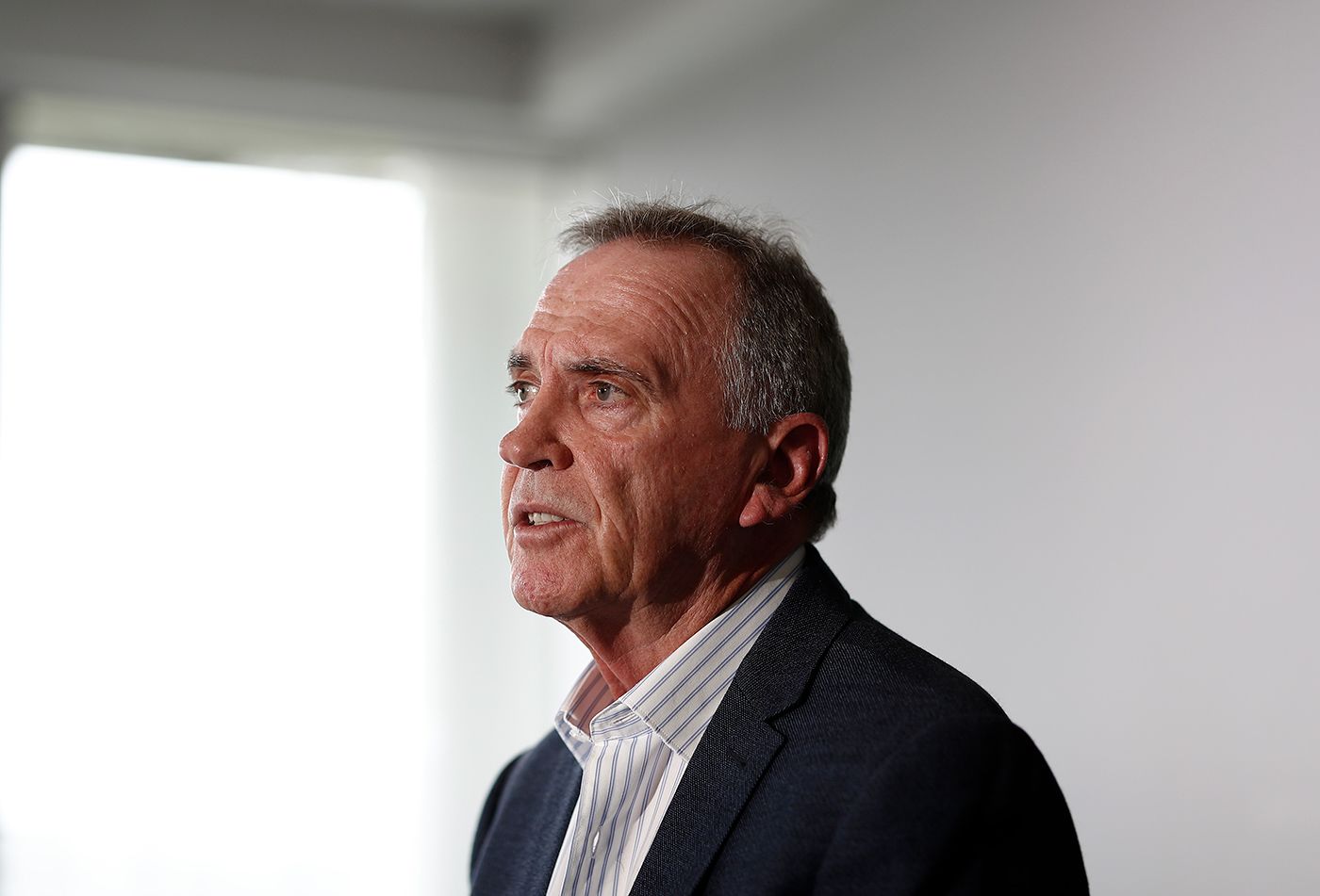 Trevor Hohns, Australia's chairman of selectors, speaks to the media after announcing the Ashes squad