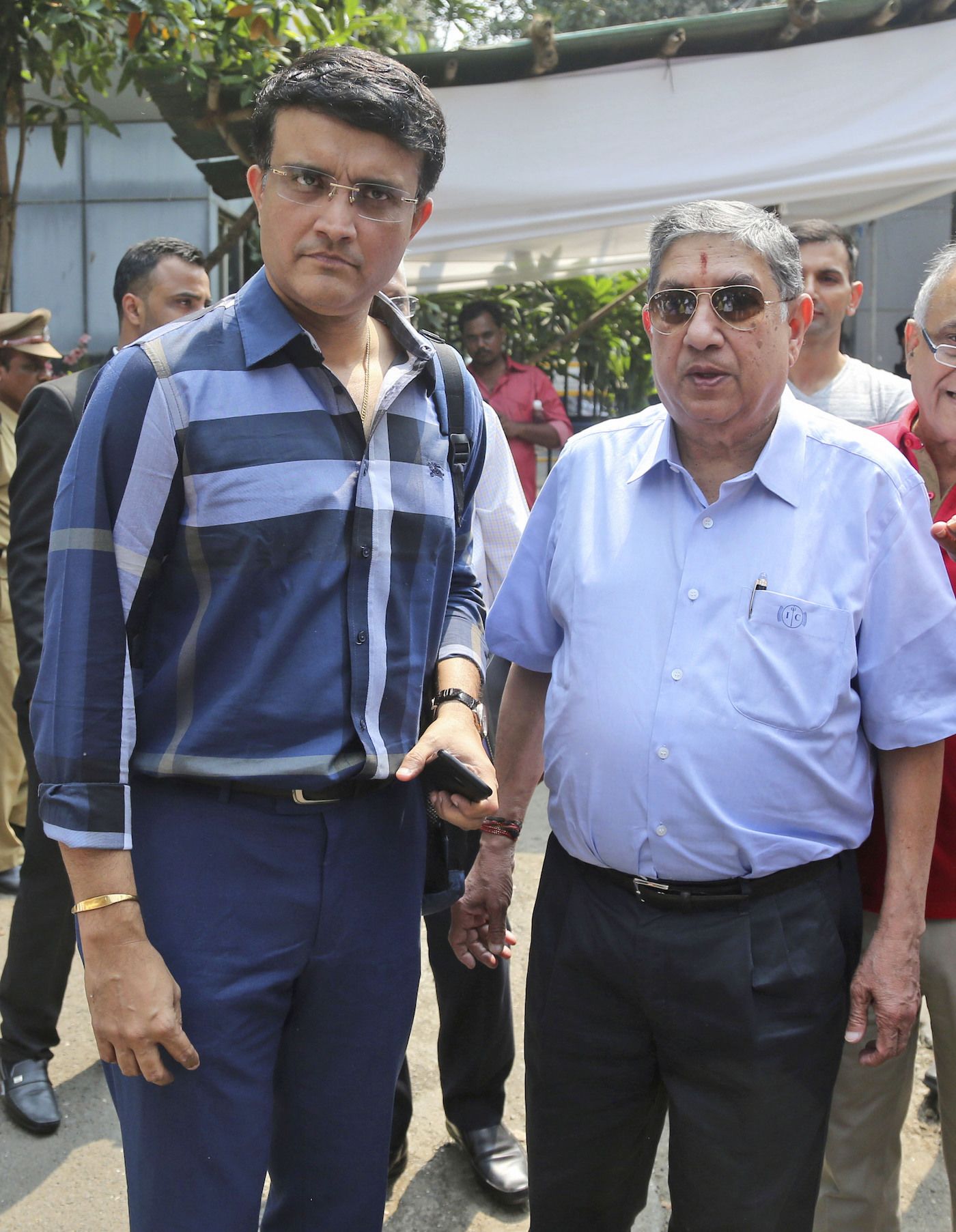 Sourav Ganguly and N Srinivasan at the BCCI headquarters