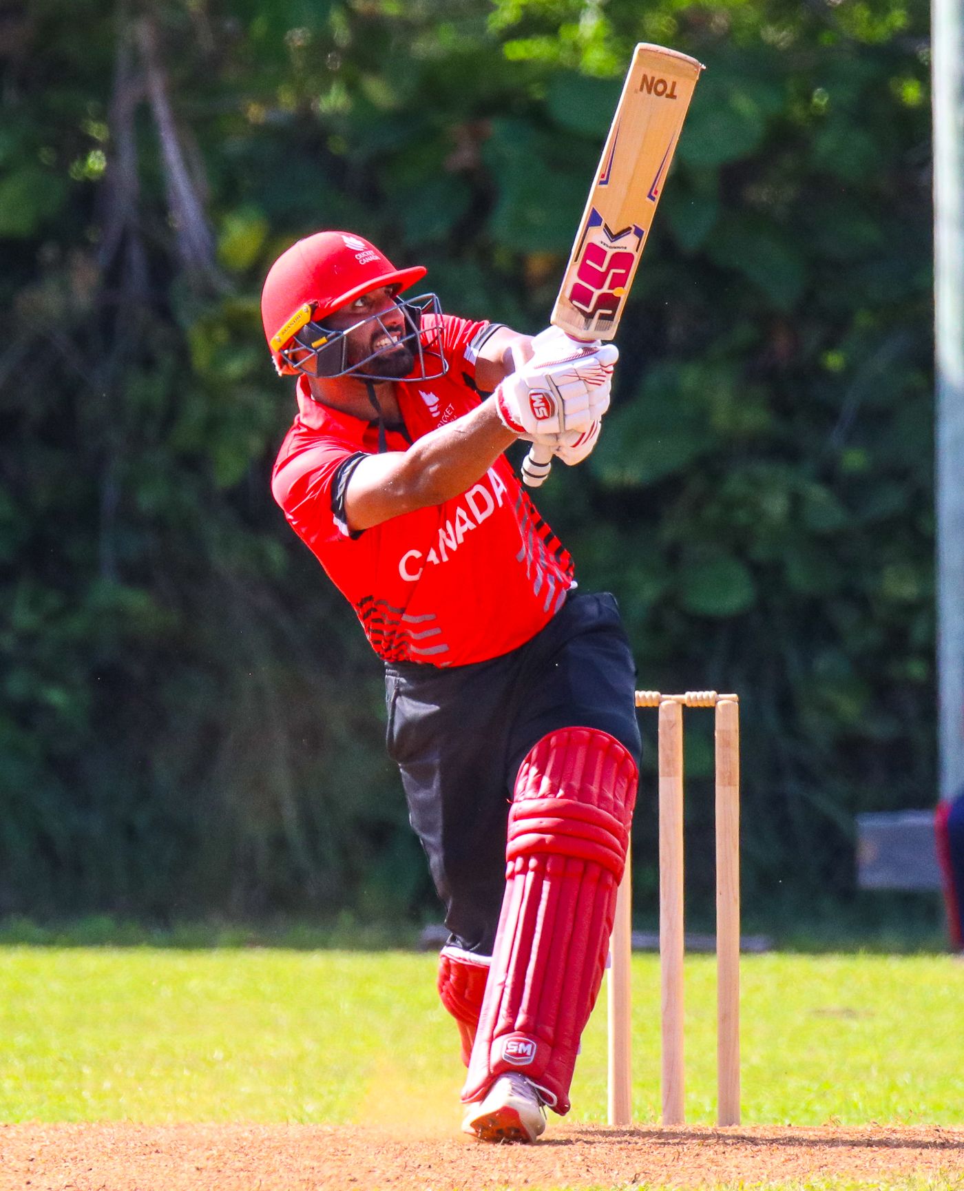 Ravinderpal Singh flicks a six over the leg side