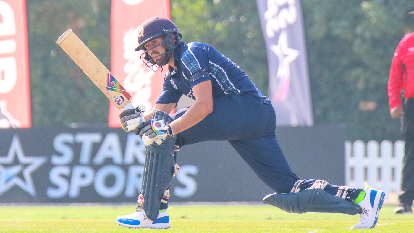 Calum MacLeod completes a sweep through the leg side