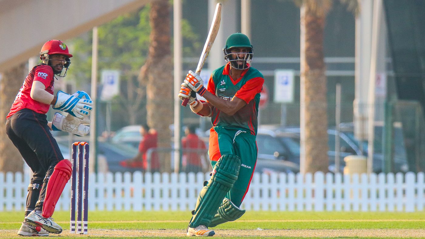 Irfan Karim pulls firmly behind square during his unbeaten 71
