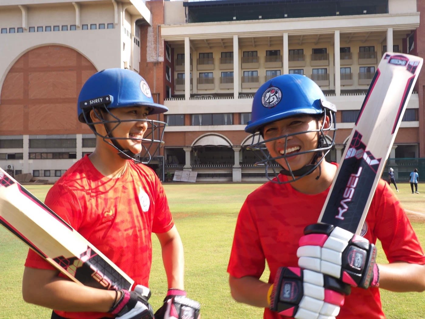 Thailand top batters Chantam and Boochatham's training included centre-wicket practice, match simulation and facing pace bowlers from the Maharashtra Under-19 and state teams