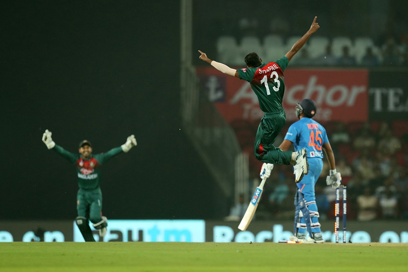 Shafiul Islam celebrates a wicket