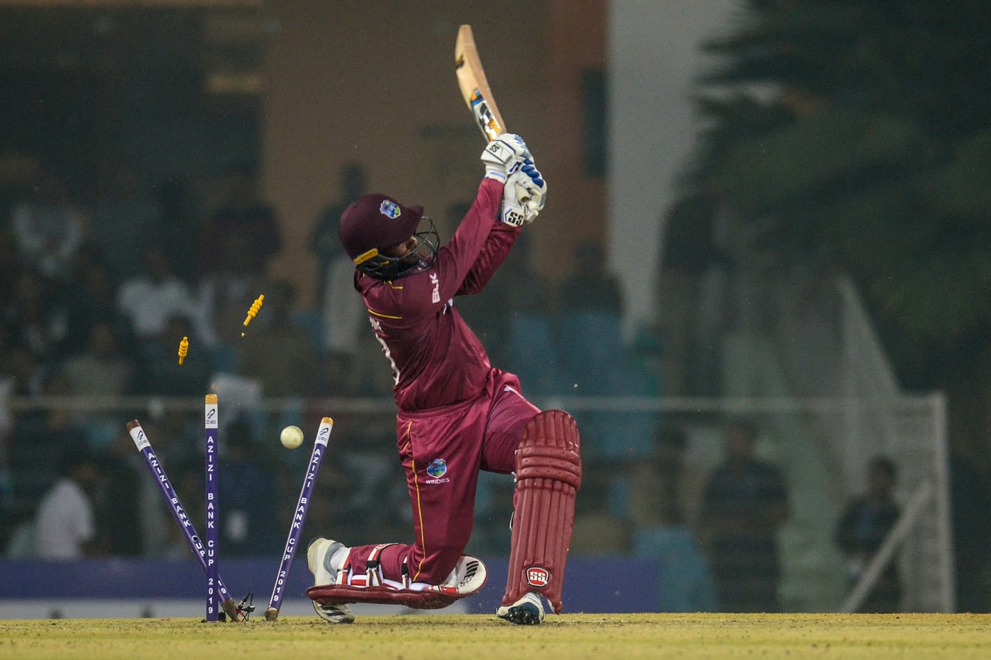 Denesh Ramdin is bowled