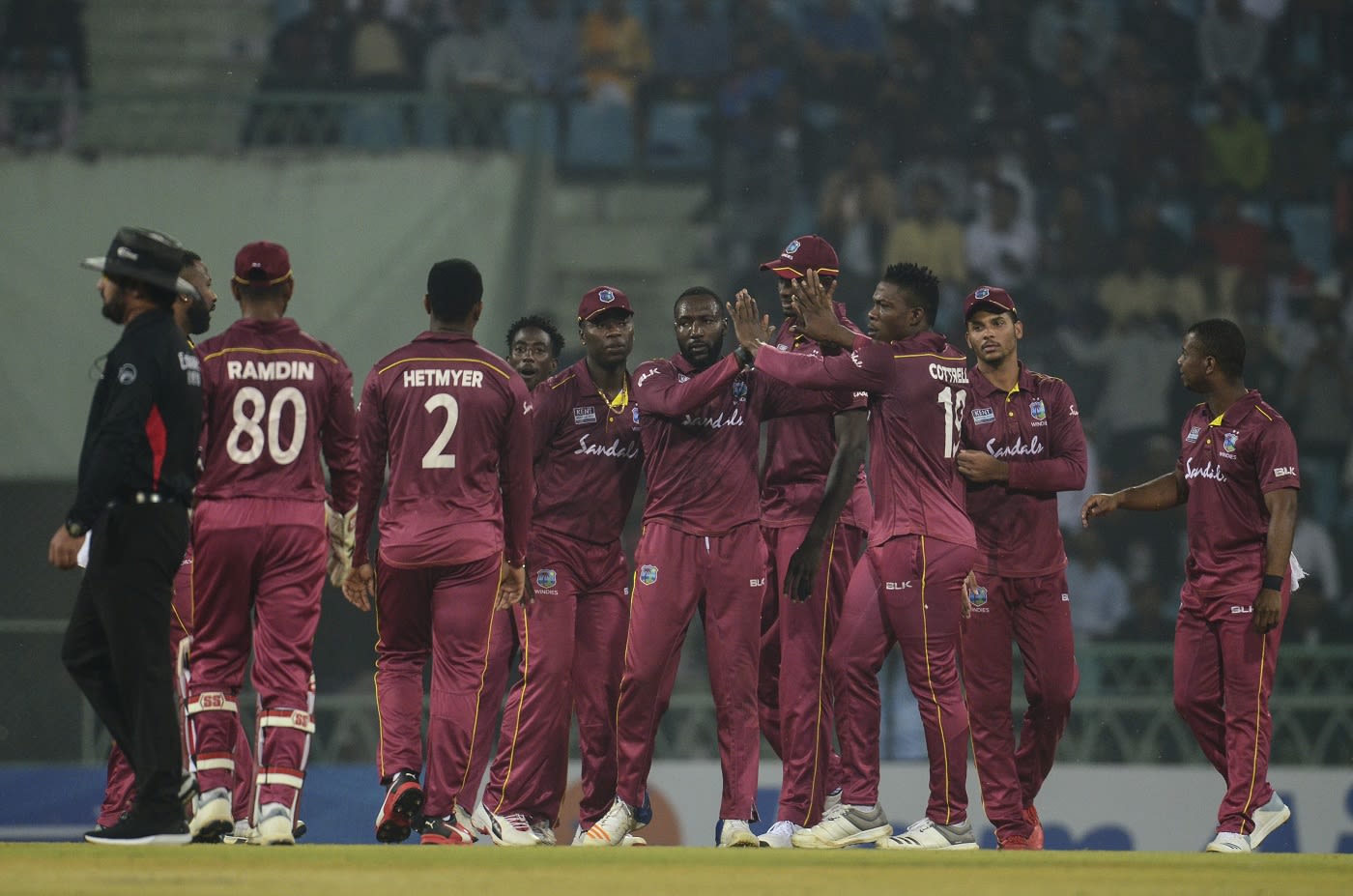 Kesrick Williams celebrates a wicket