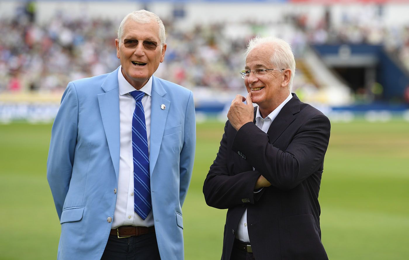 Bob Willis chats to his colleague David Gower