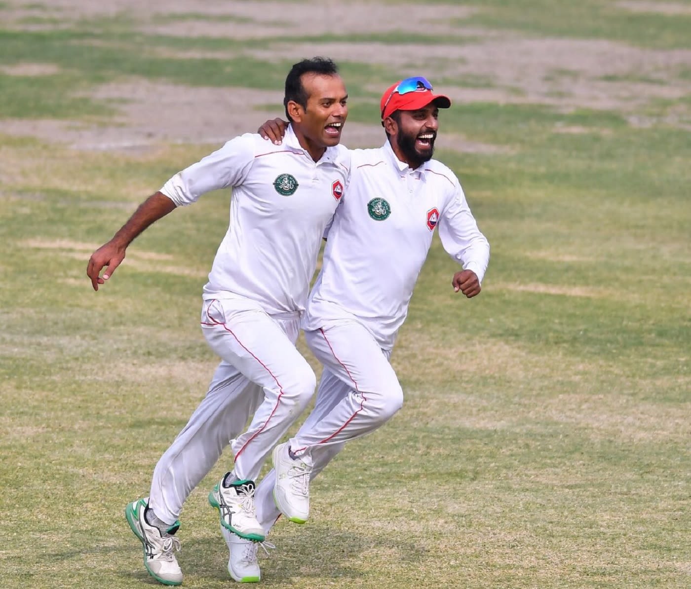 Nauman Ali and Faizan Riaz celebrate their team's sensational win
