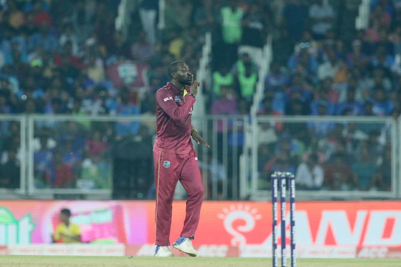 "Quiet please, I've just got Virat Kohli out" - Kesrick Williams