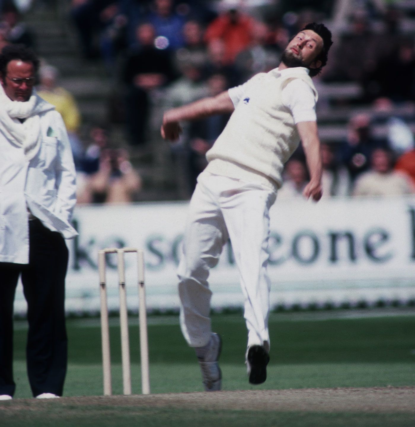 England's Mike Hendrick bowls