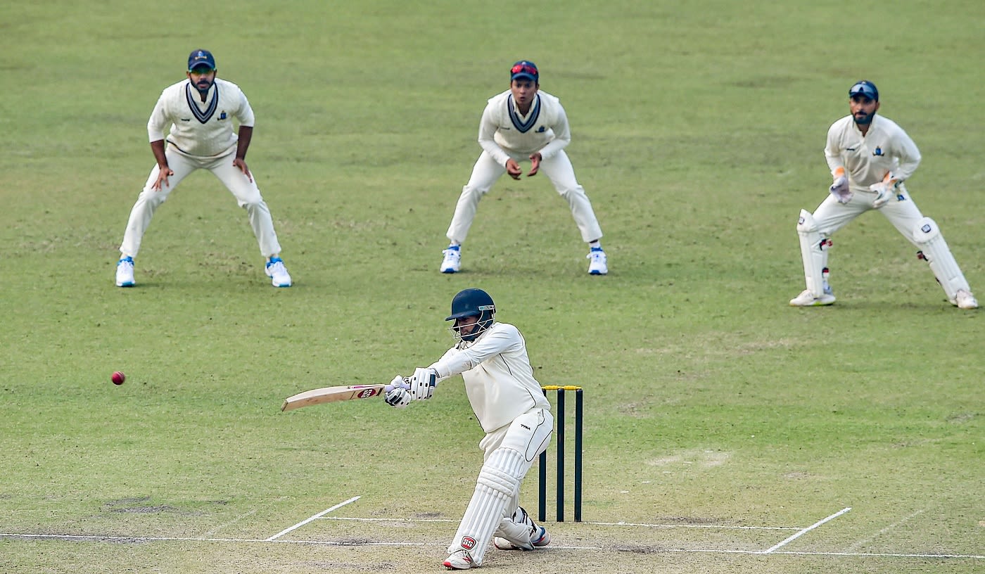 CR Gnaneshwar hits powerfully during his half-century