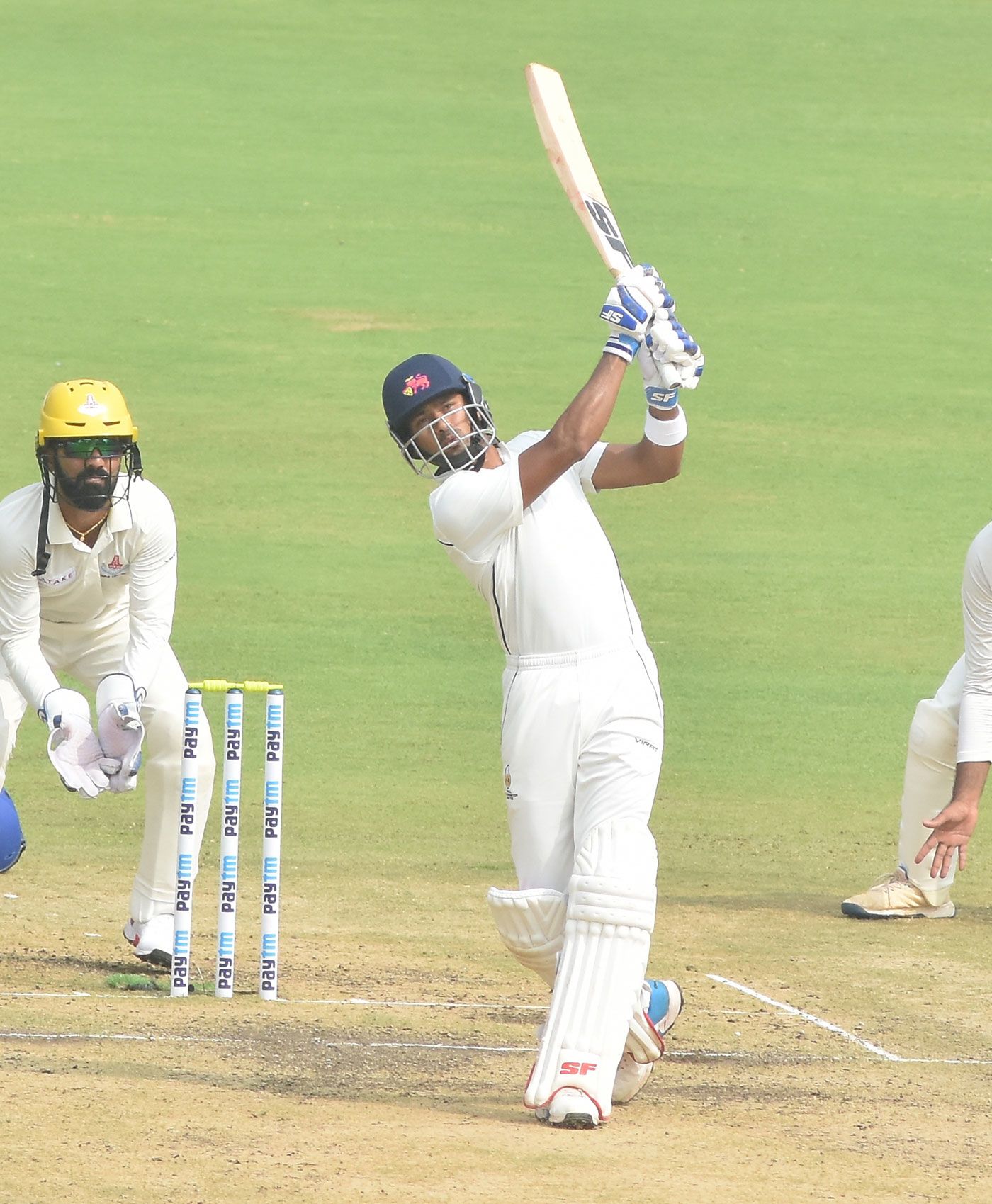 Aditya Tare hits aerially down the ground
