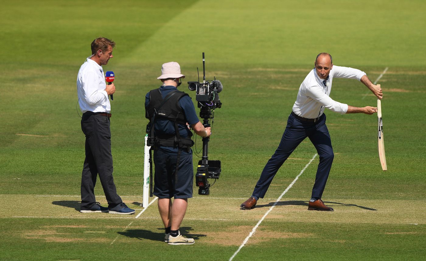 Ian Ward and Nasser Hussain do a piece to camera