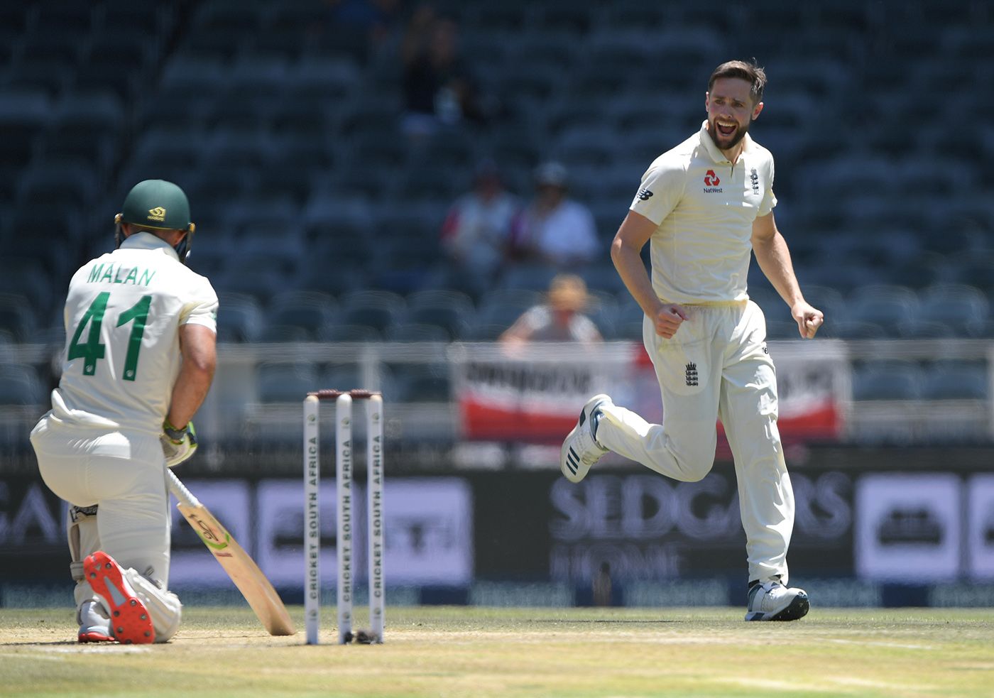 Chris Woakes removed Pieter Malan after drinks