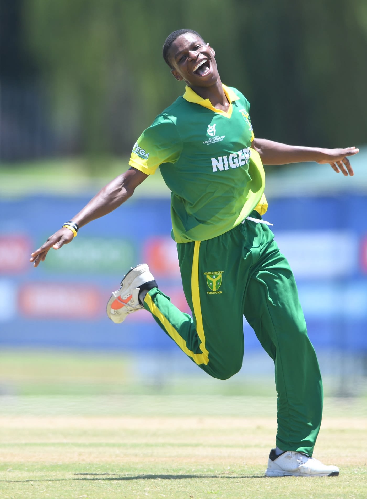 Ifeanyichukwu Uboh wheels away in celebration