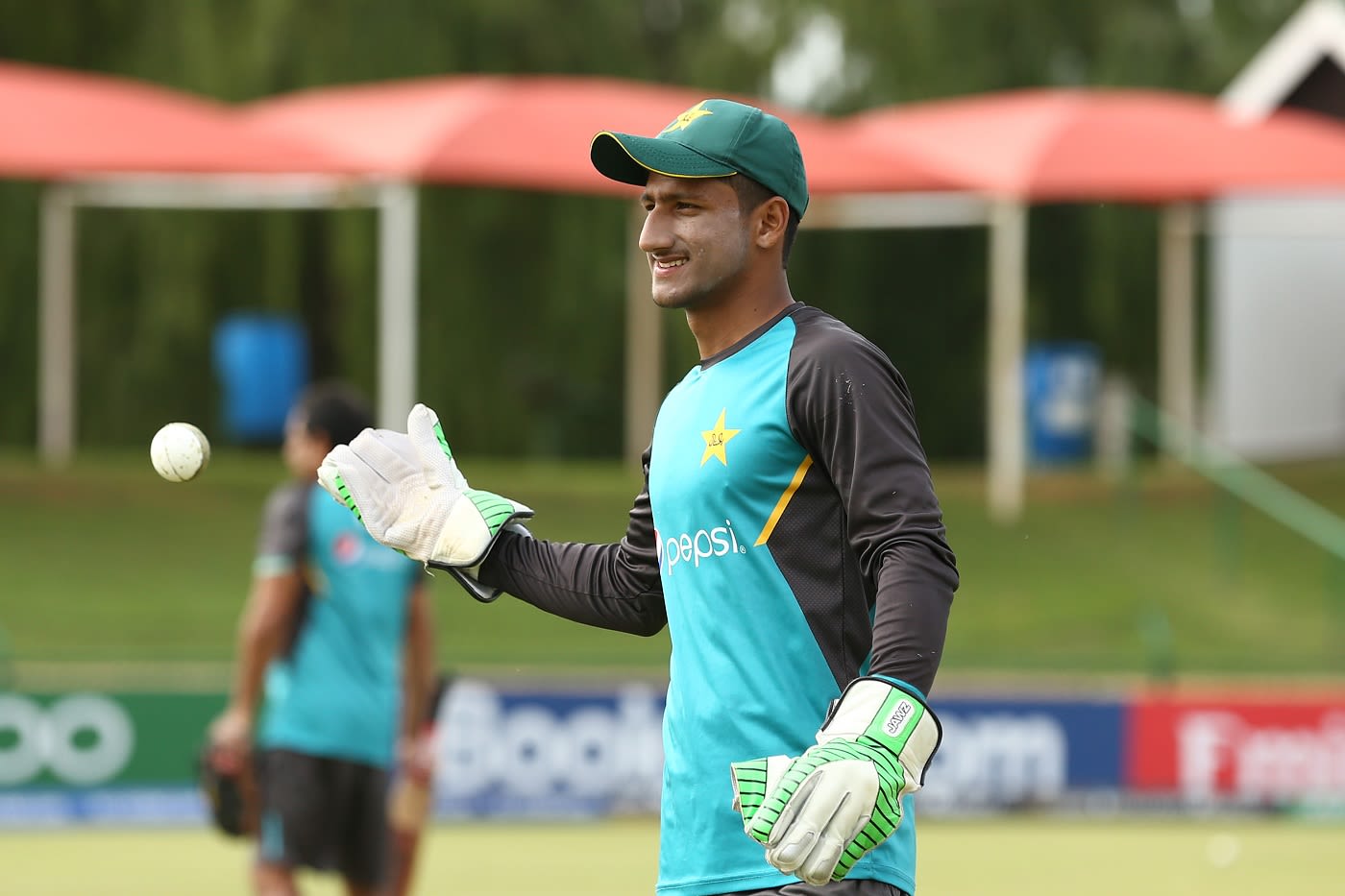 Rohail Nazir warms up ahead of play