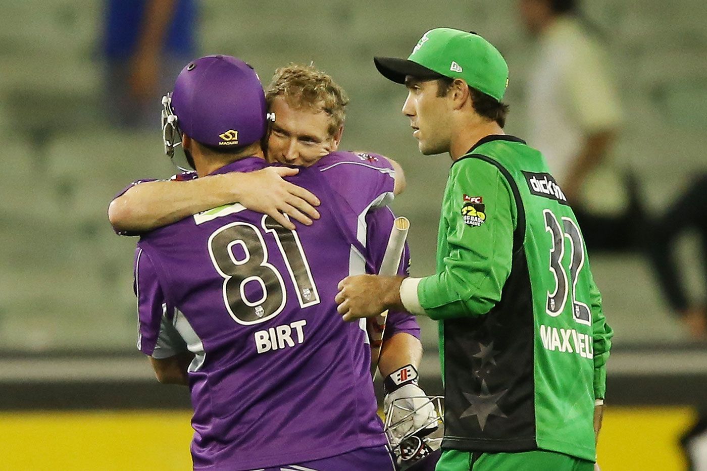 George Bailey and Travis Birt celebrate victory in the 2013-14 semi-final