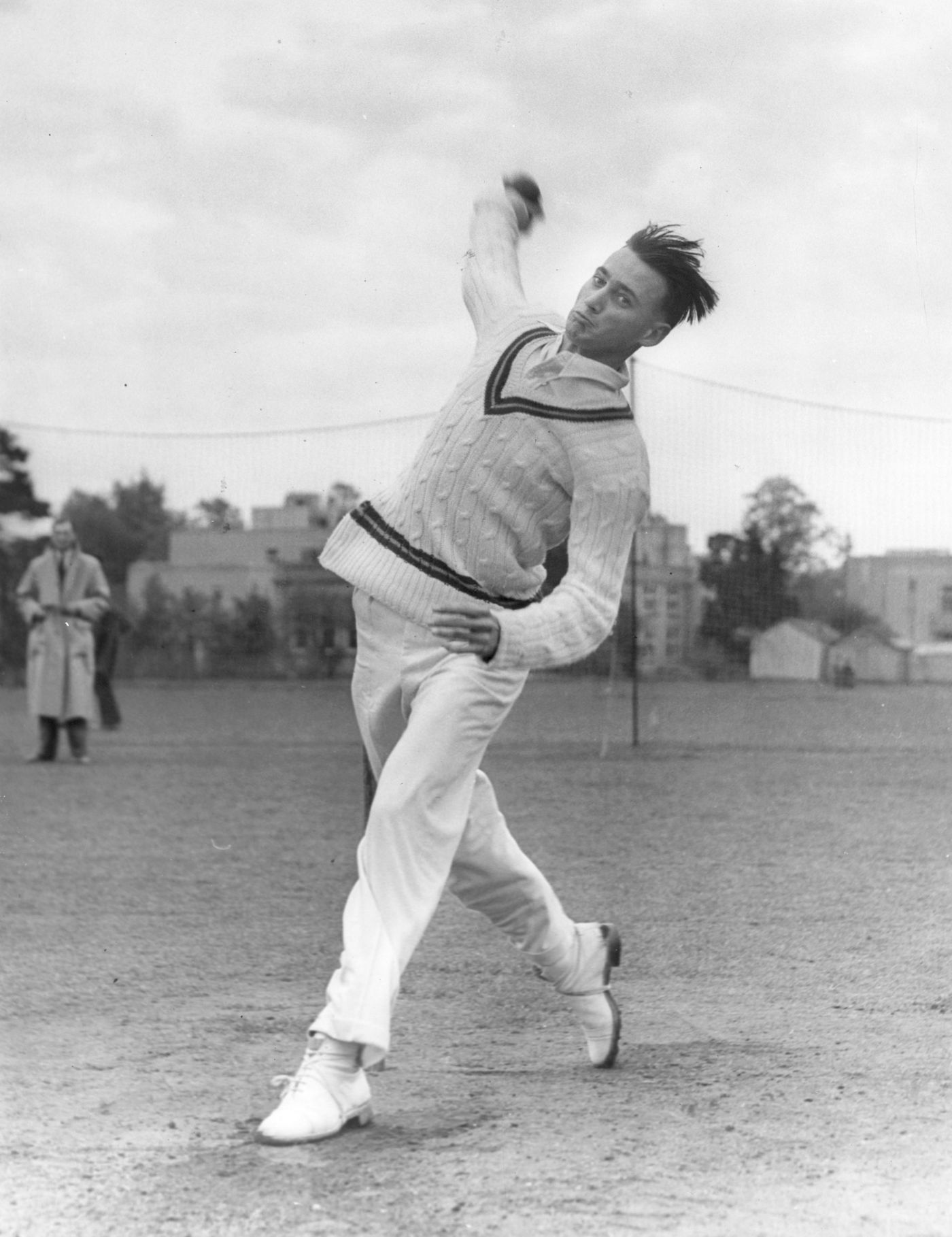 Hugh Tayfield bowls in the nets