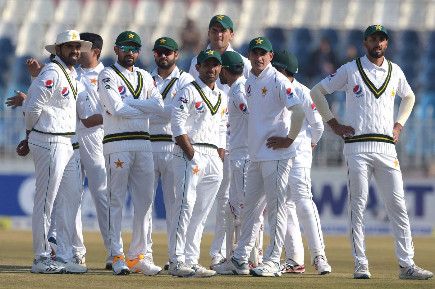 All eyes on the big screen after a Pakistan review