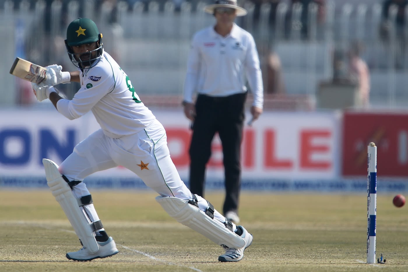 Haris Sohail guides the ball behind square