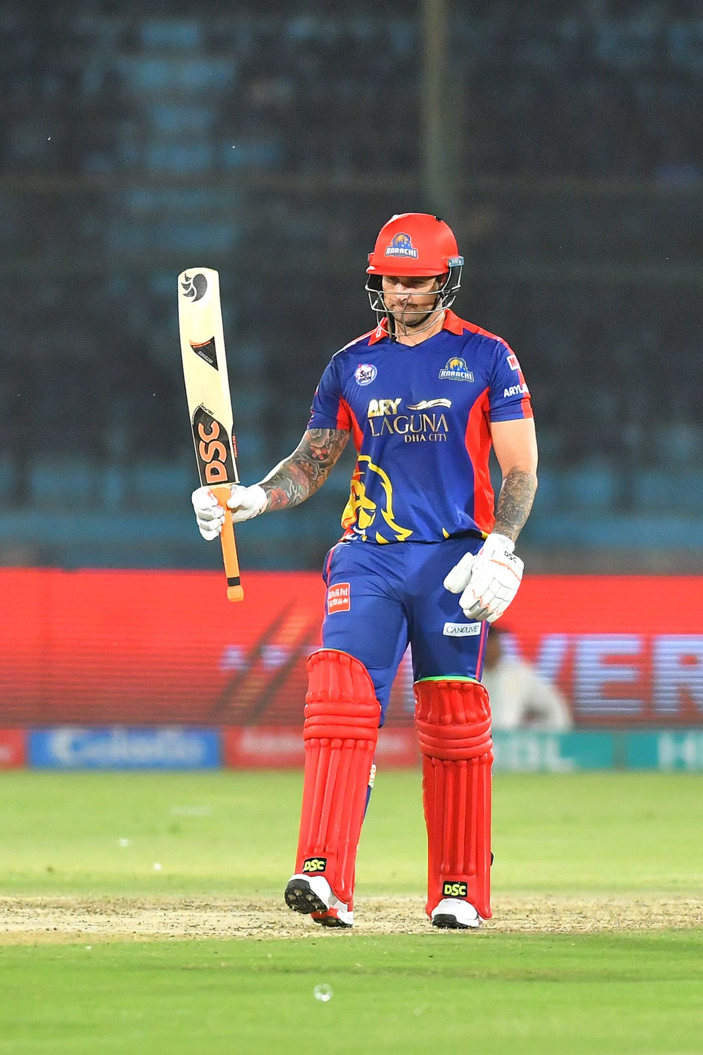Cameron Delport raises his bat