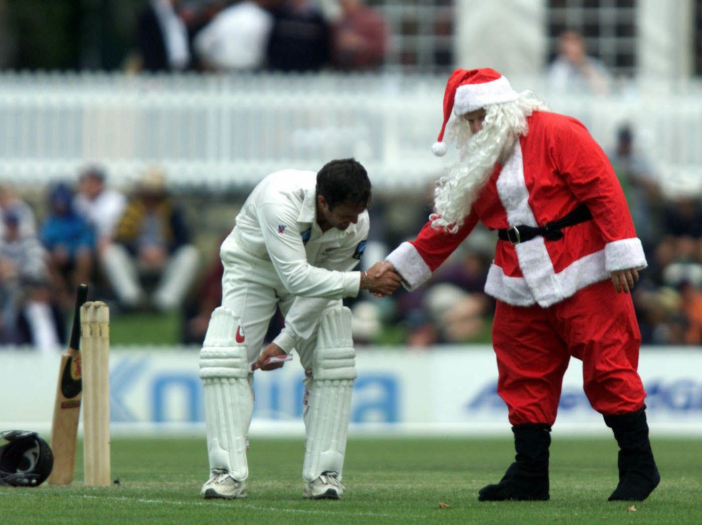 Nathan Astle gets a visit from Santa