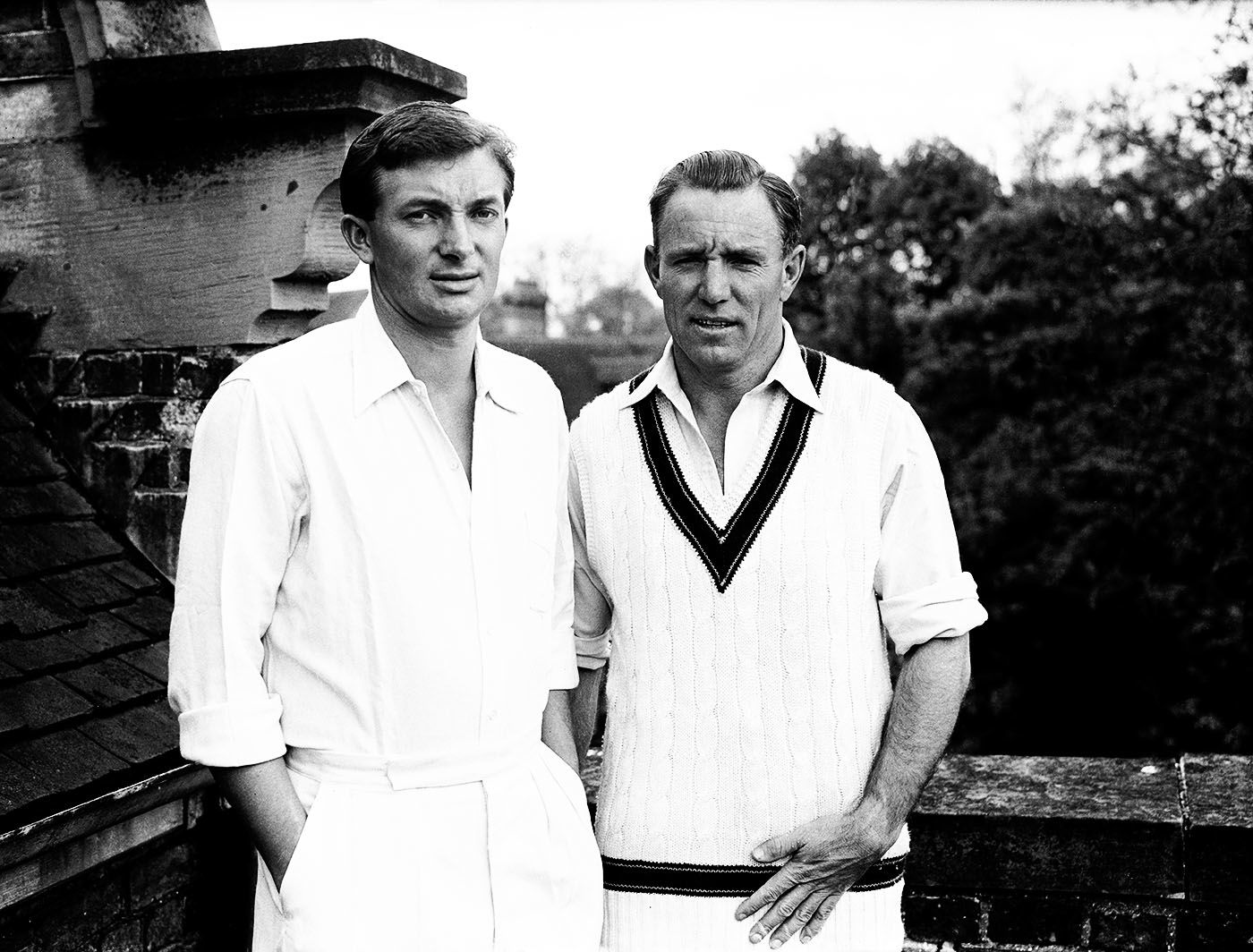 Richie Benaud and Ray Lindwall at the MCC tour game