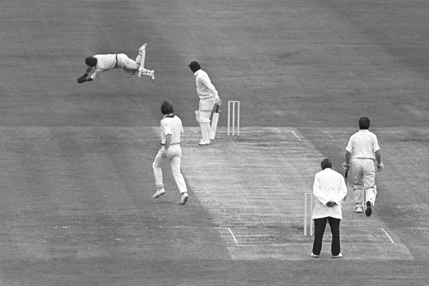 Graeme Watson has Geoff Boycott caught by Rod Marsh at Old Trafford in 1972