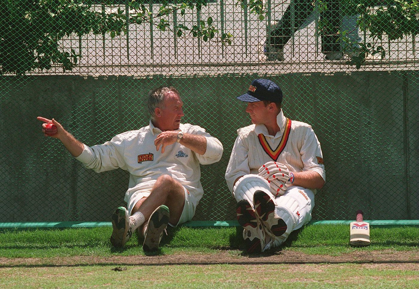 Fletcher talks to John Crawley in Melbourne on the 1994 Ashes tour. "We weren't the greatest side"