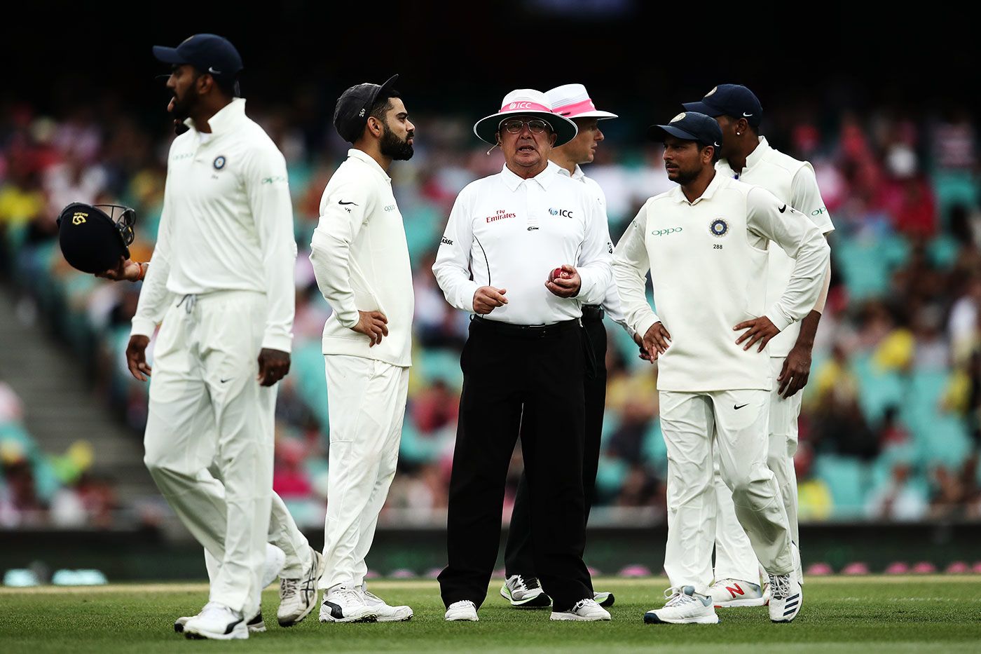 Virat Kohli talks to Ian Gould