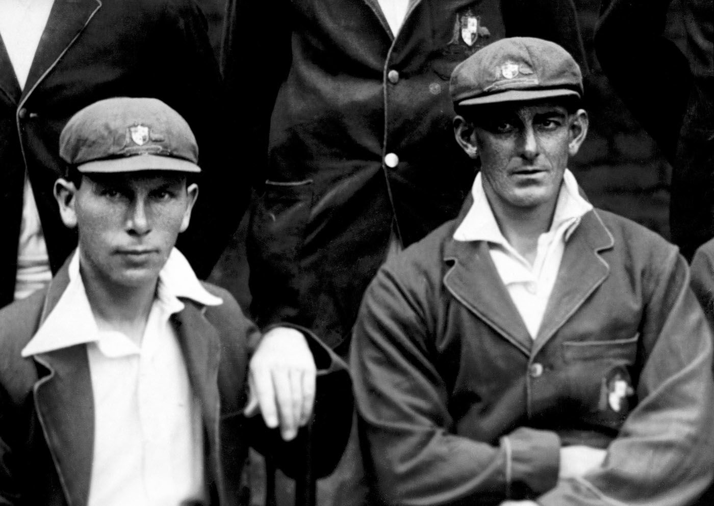 Ted McDonald, right, seated next to Arthur Mailey