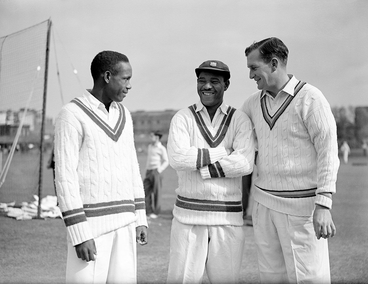 Roy Gilchrist, Everton Weekes and Jim Laker share a laugh