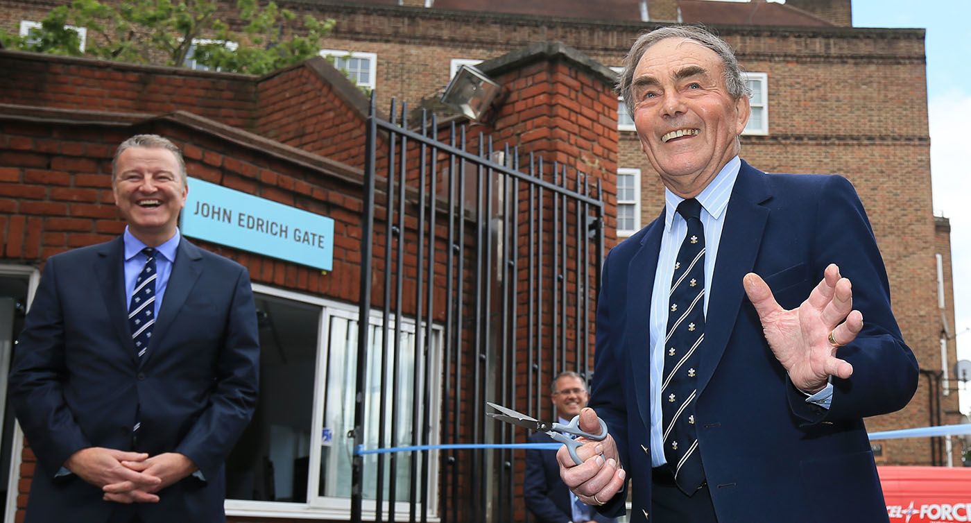 John Edrich at the unveiling of a gate in his name at The Oval