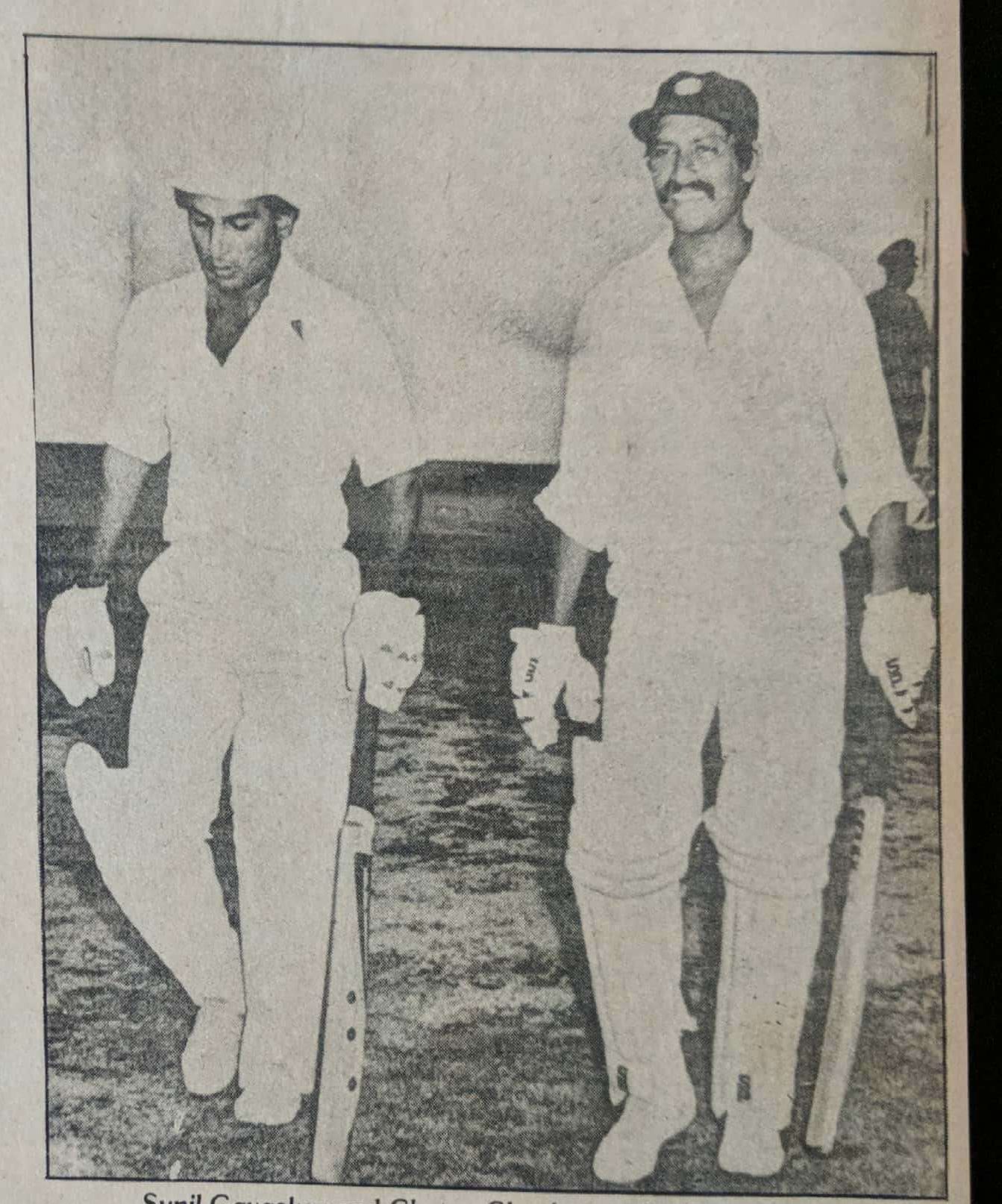 A <i>Sportsweek</i> magazine page featuring the 10th century stand for the first wicket between Sunil Gavaskar and Chetan Chauhan, achieved against New Zealand in Christchurch during the 1980-81 series