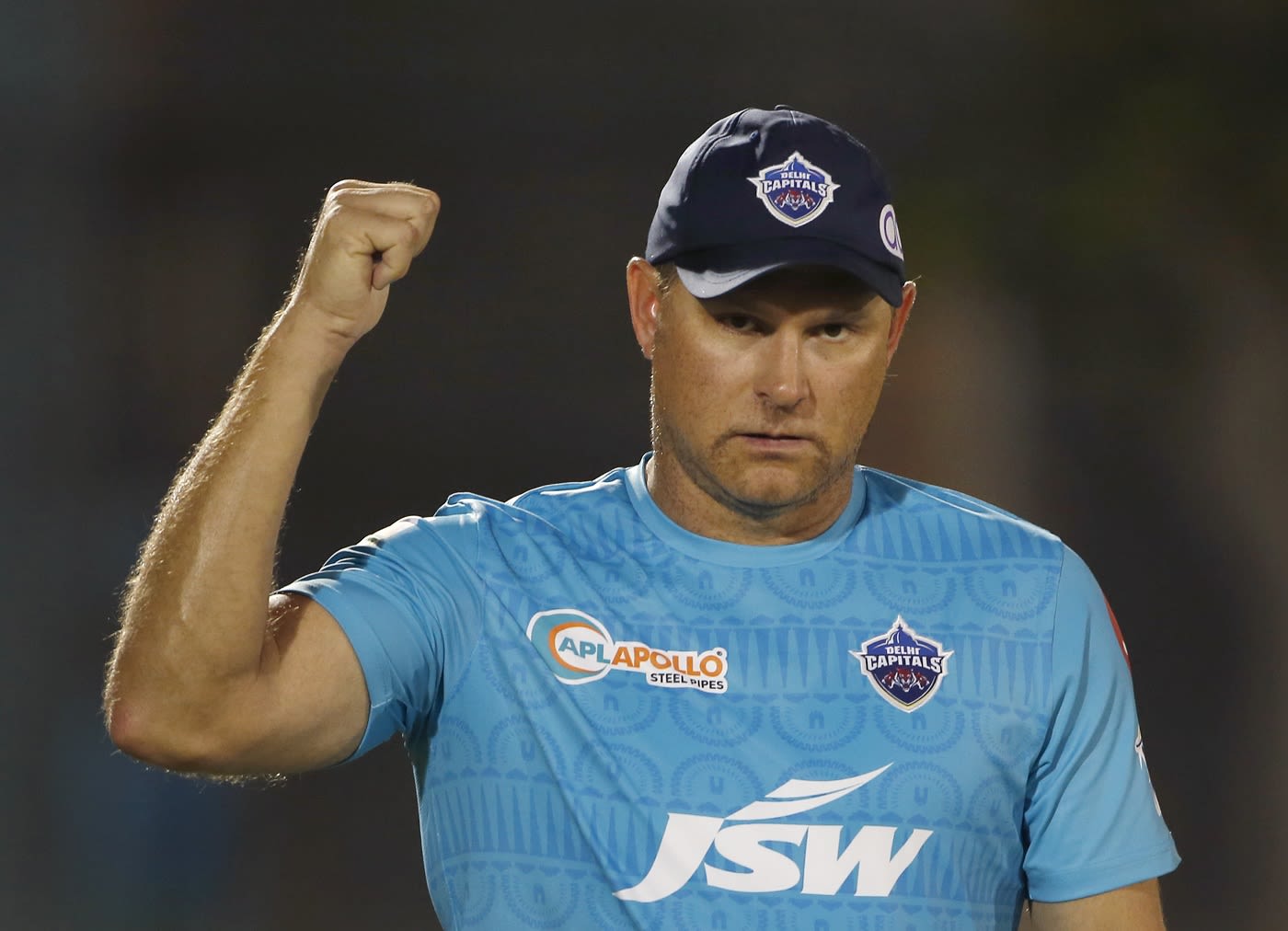 Ryan Harris gestures during his first nets session with the Delhi Capitals