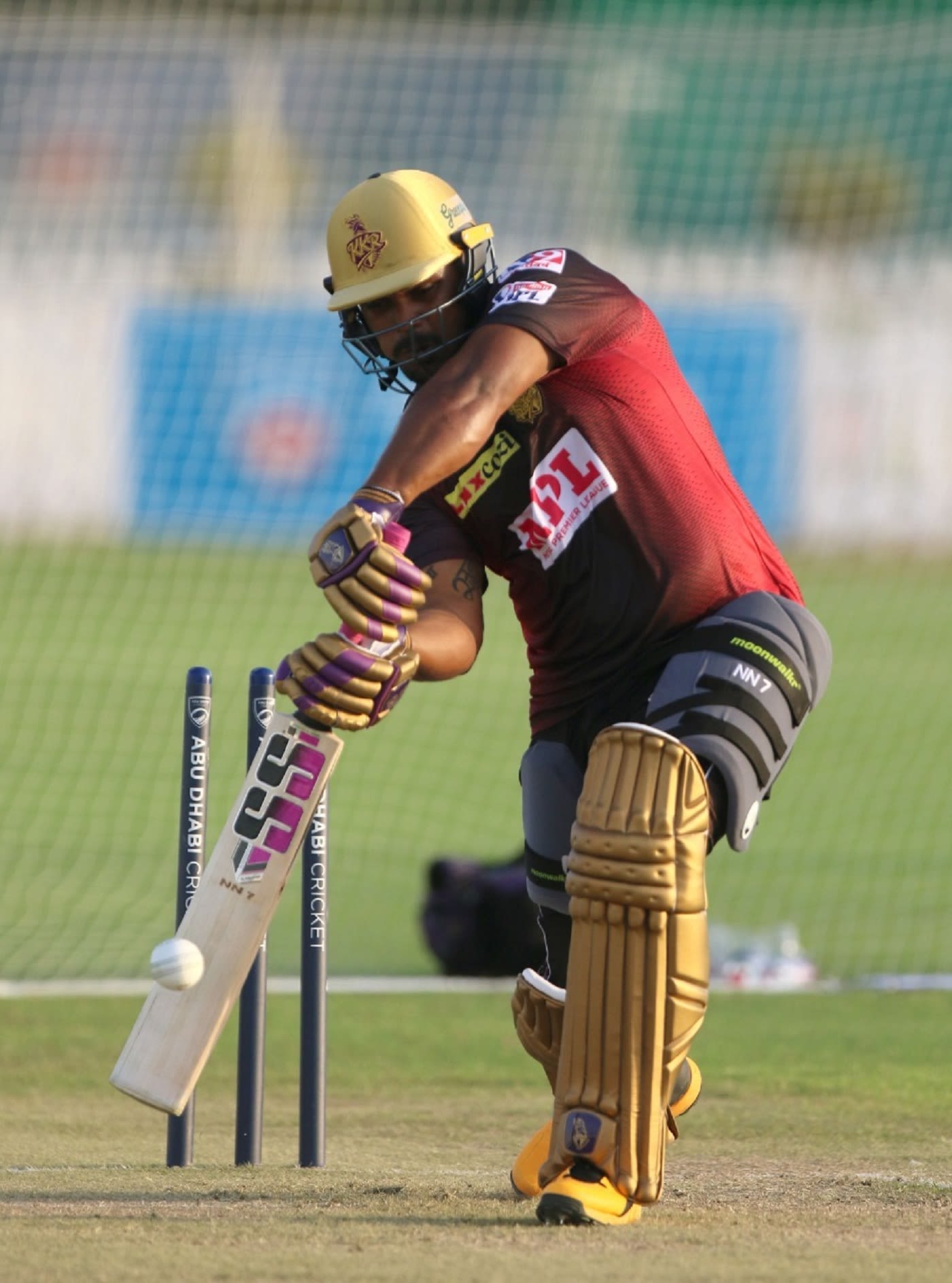 Nikhil Naik bats at the KKR nets