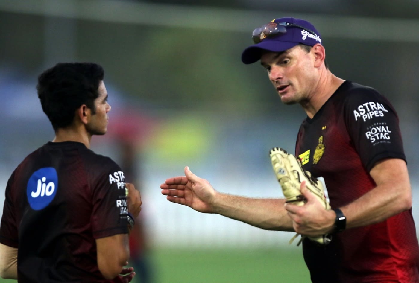 Kyle Mills discusses a point with Kamlesh Nagarkoti